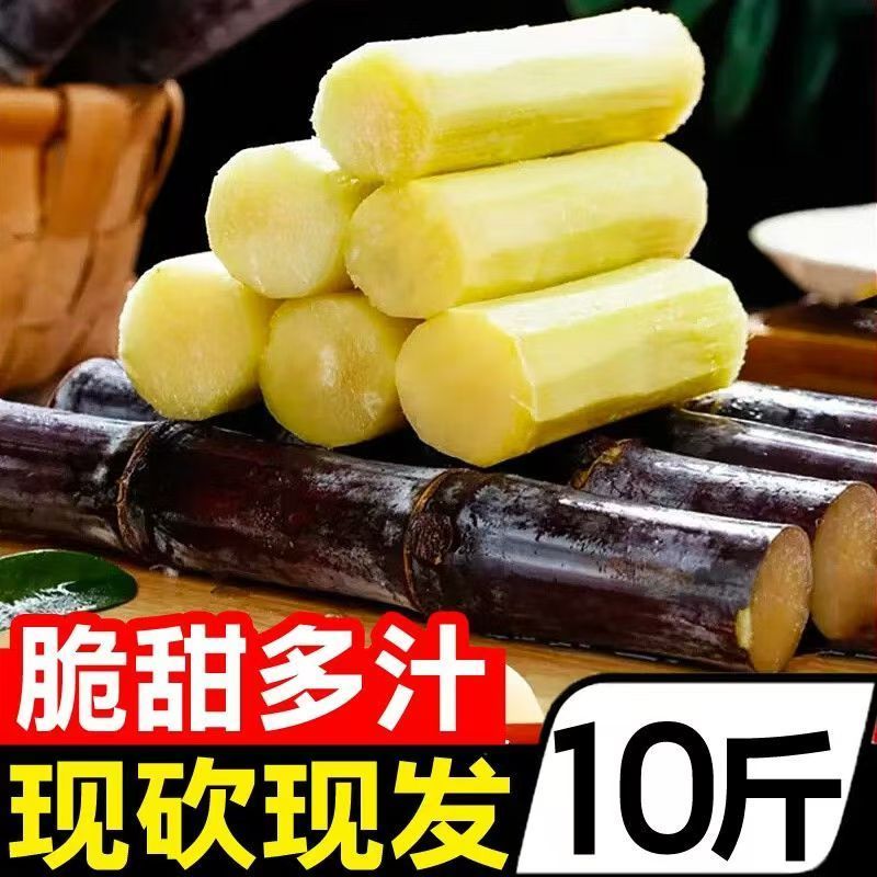 【新鲜中段】一件代发广西黑皮甘蔗脆甜批发当季水果榨汁甜杆