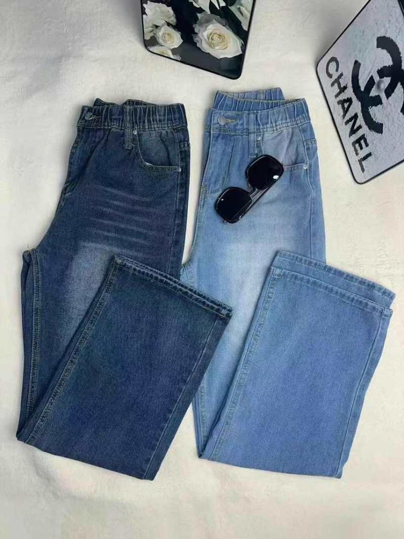 工厂下架松紧直筒阔腿牛仔裤女装牛仔长裤，2100条清16.8