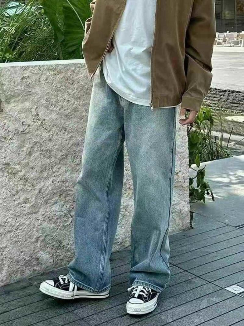 男装美式复古直筒牛仔裤300条全清13.元分货+1