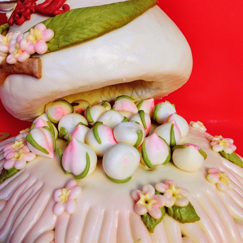 老人祝寿寿桃花馍生日中式蛋糕胶东花饽饽纯手工制作果蔬汁调色