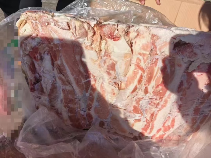 肥猪去皮五花肉条，7吨，个别有发黄，没有味，内蒙提10+0
