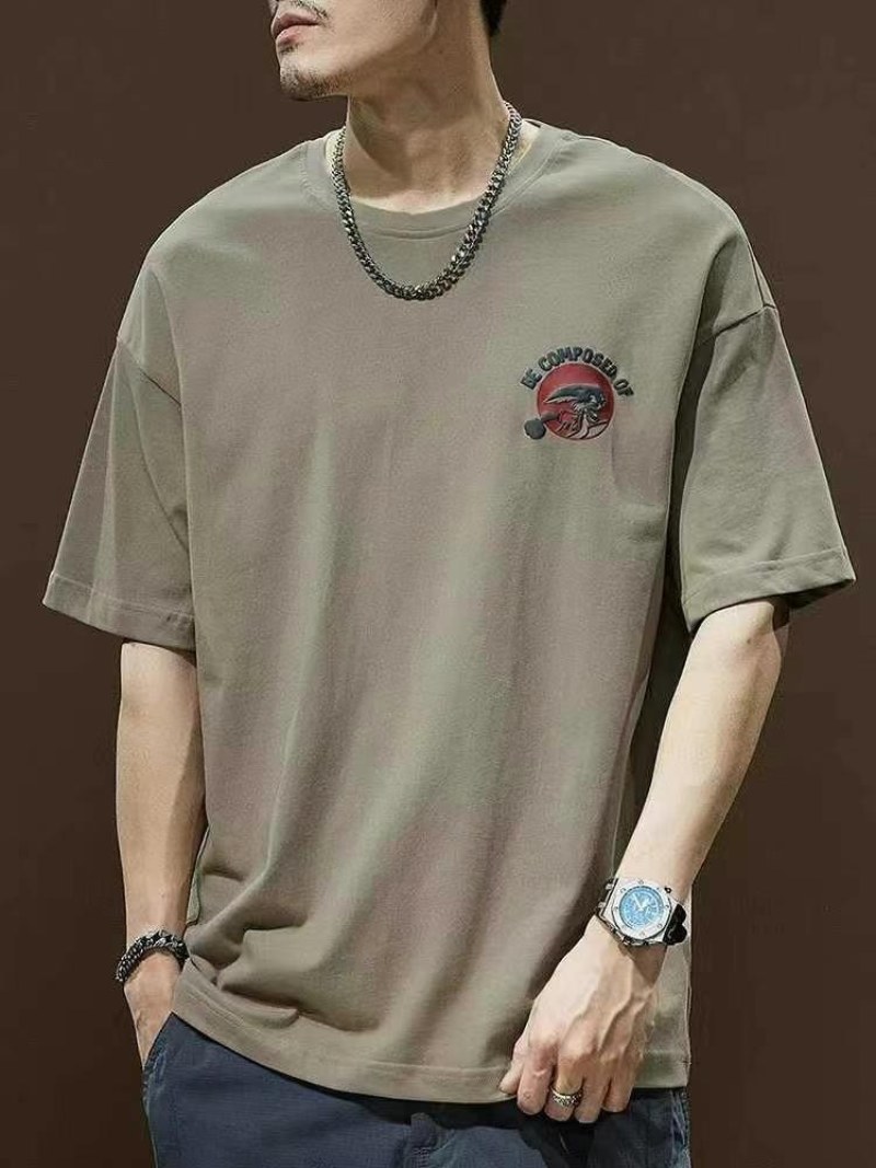 4.9清印花男装短袖T恤，质量很好，180克精梳纯棉料