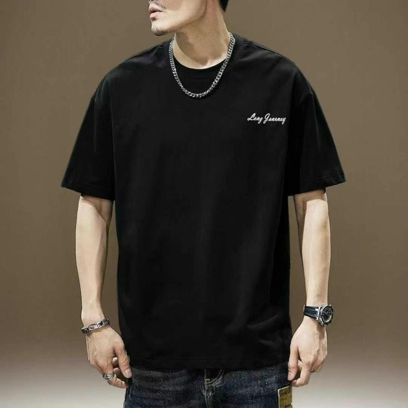 4.9清印花男装短袖T恤，质量很好，180克精梳纯棉料