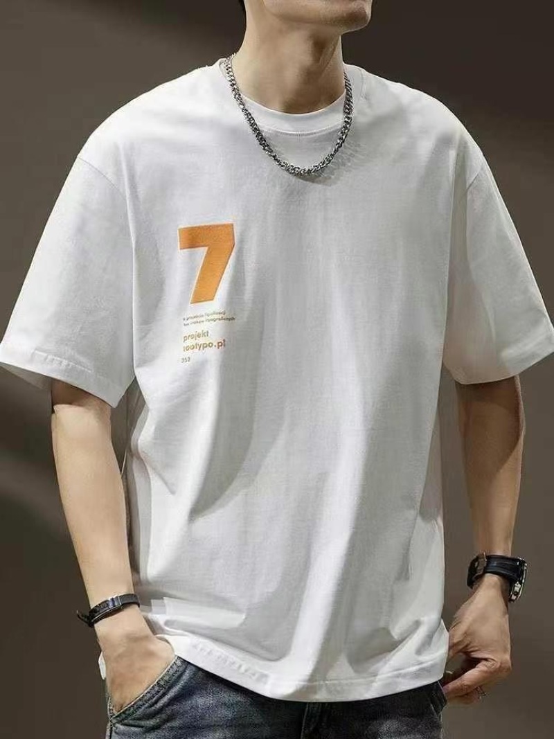 4.9清印花男装短袖T恤，质量很好，180克精梳纯棉料
