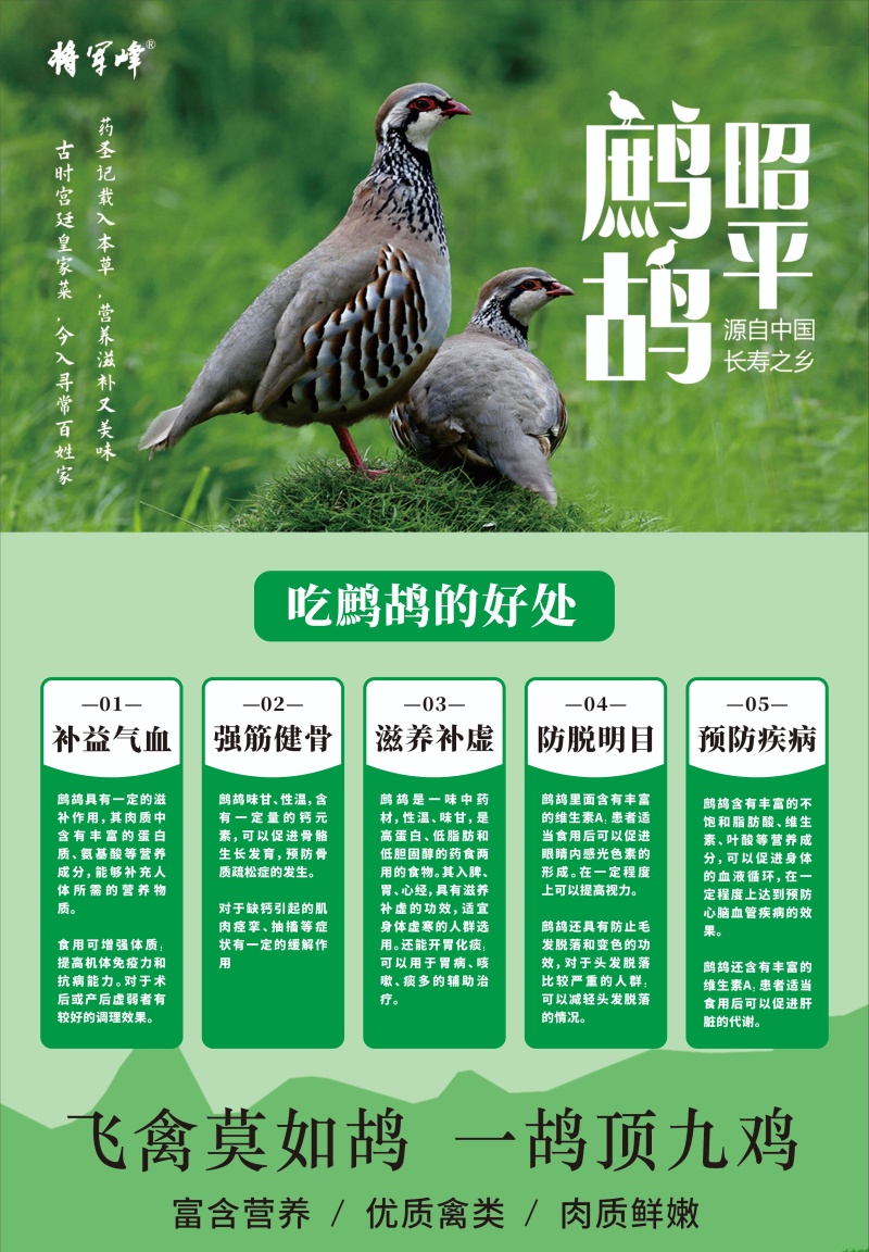 【昭平鹧鸪】【冰鲜鹧鸪]（净重250-260克）