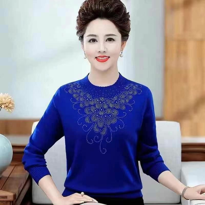 包芯纱妈妈薄款中老年人女装春秋羊毛衫针织毛衣打底衫14.8