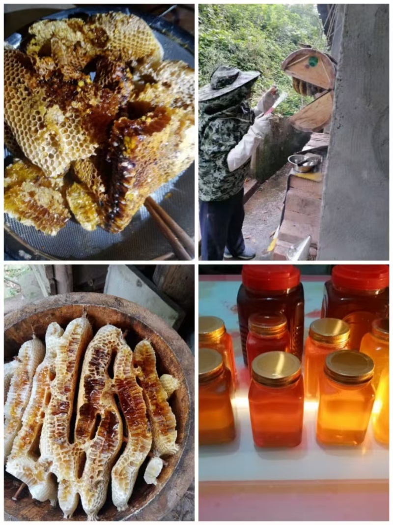 农家自产百花土蜂蜜，一年采一次，蜂蜜纯正，质量保证