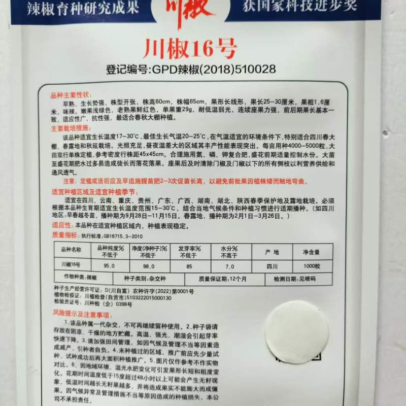 川椒16号辣椒种子抗病耐低温辣椒种籽农家基地用种春秋播辣椒种