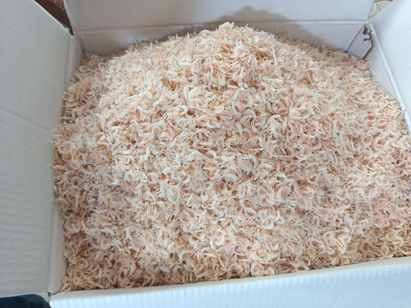 盛晖厂家船上加工的虾皮，淡盐，净货十斤，微粉