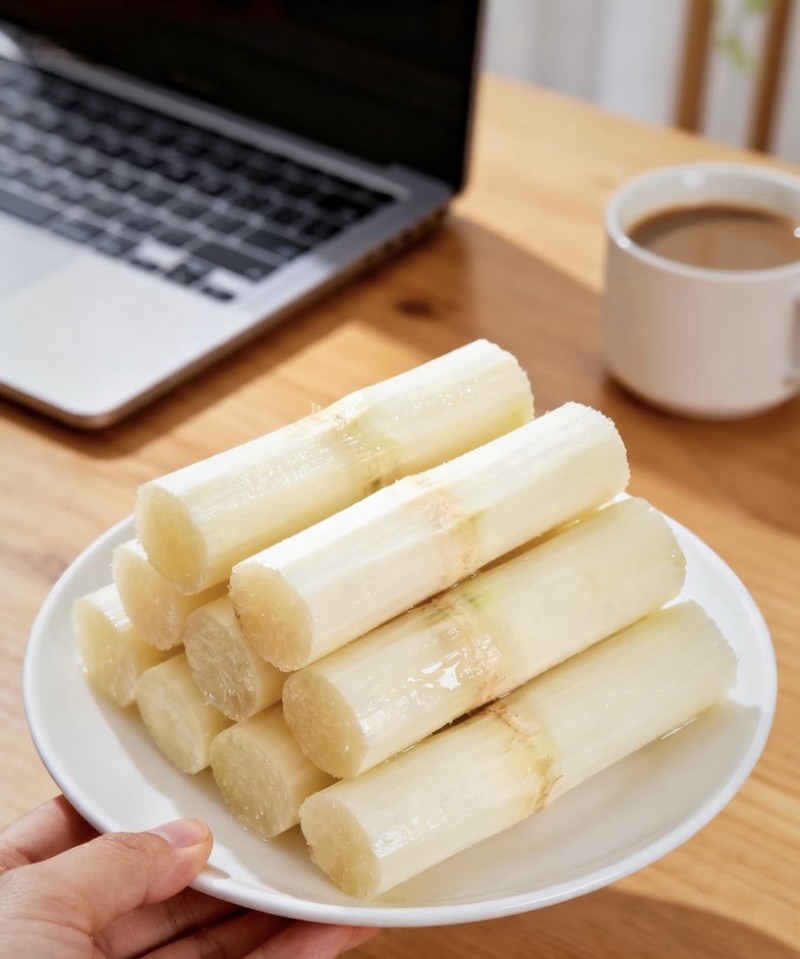 金黄色甘蔗，水分充足，甜度高.