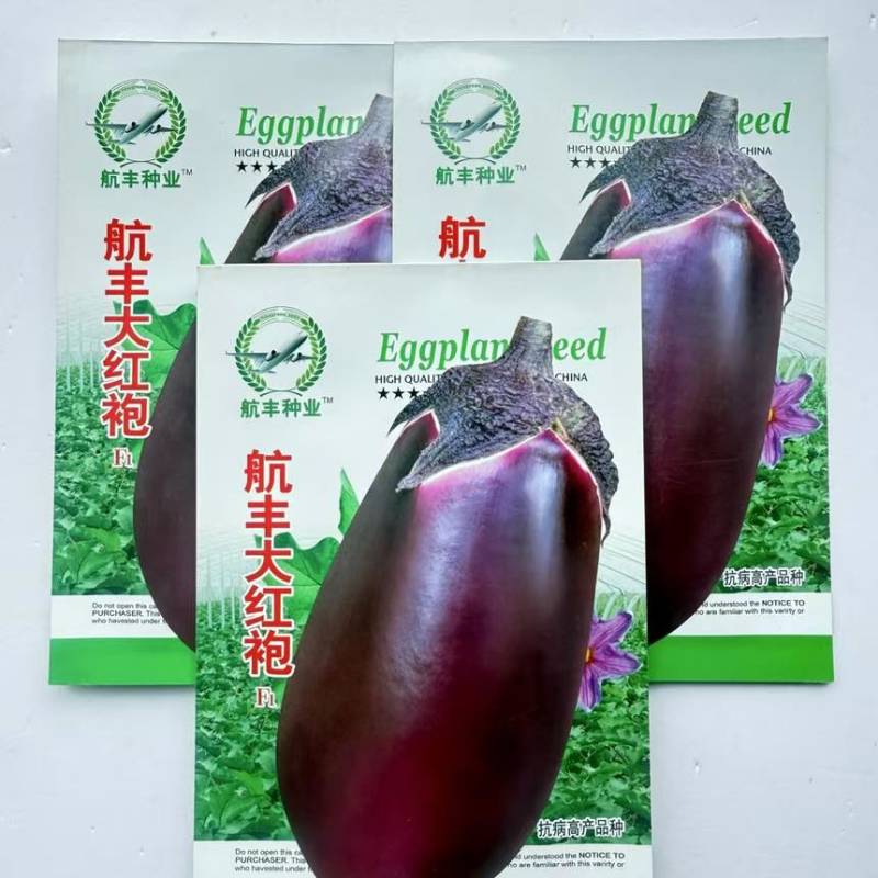 航丰大红袍茄子种子口感紫红大果高产抗病商品性春秋播种种籽正品