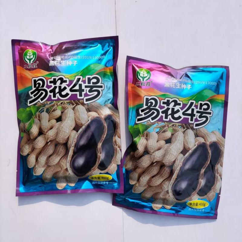 黑花生种子易花4号脱壳手选高产抗病春夏播黑皮花生紫花生种子籽
