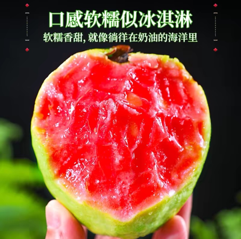 芭乐红心番石榴新鲜水果当季软甜奶油胭脂红芭乐树熟大果