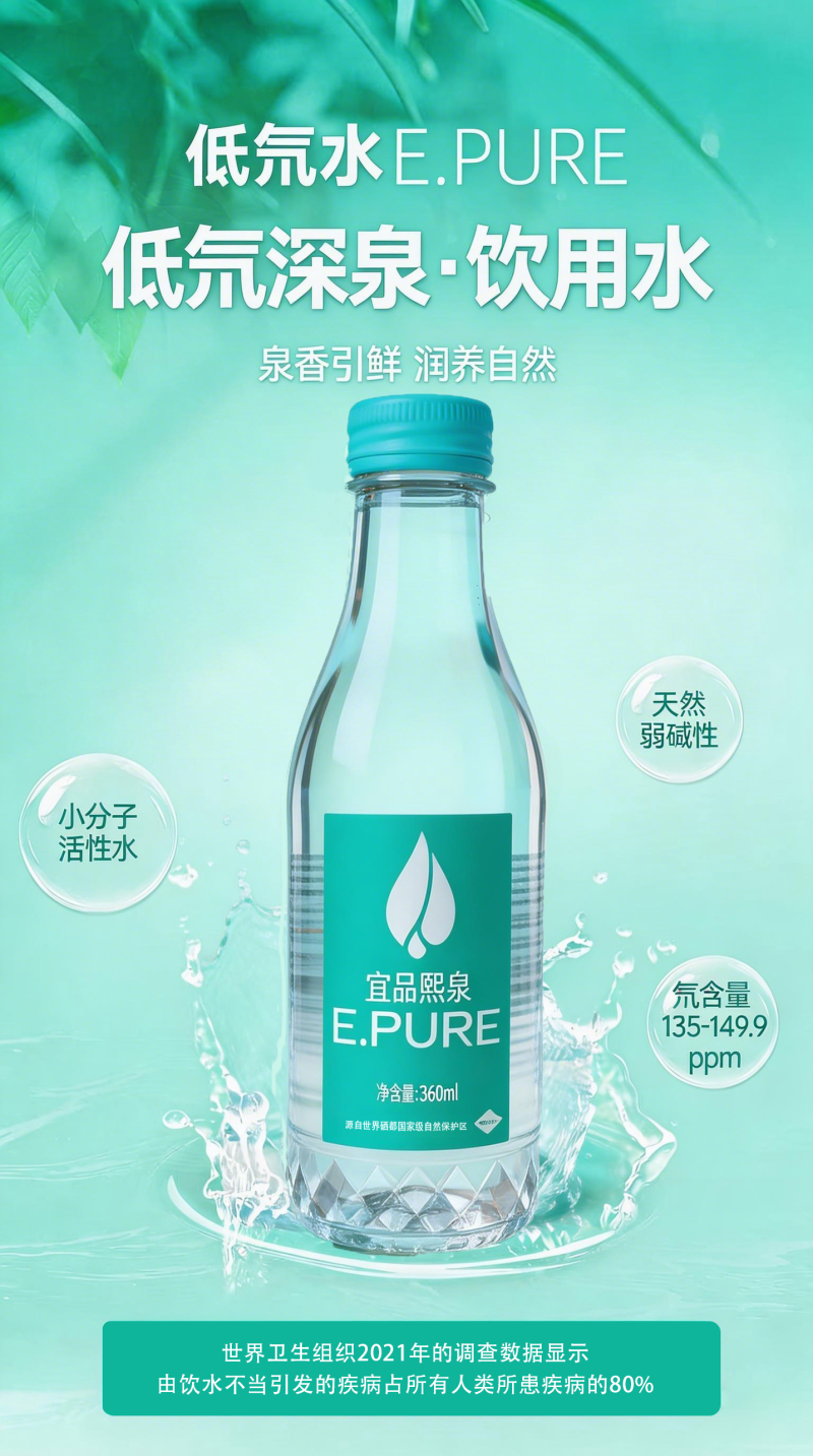 宜品熙泉高端矿泉水世界硒都天然低氘小分子团水商务餐饮
