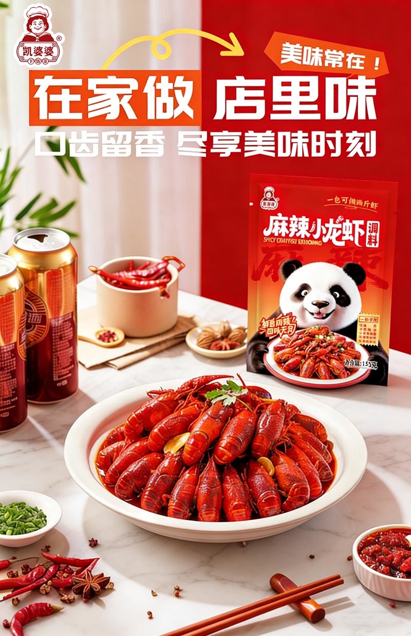 四川品牌麻辣小龙虾调料，找各地代理，电商网红一件全国代发