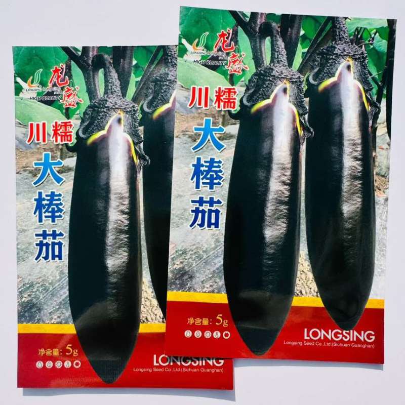 川糯大棒茄子种子早熟粗棒顺直油黑亮绿黑茄子种籽果肉淡绿烧烤茄