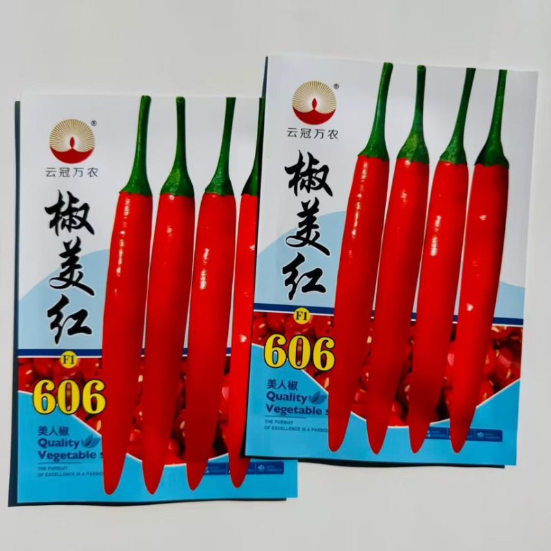 椒美红606中熟杂交大果美人椒种子红果鲜亮硬度好不裂果味辣高