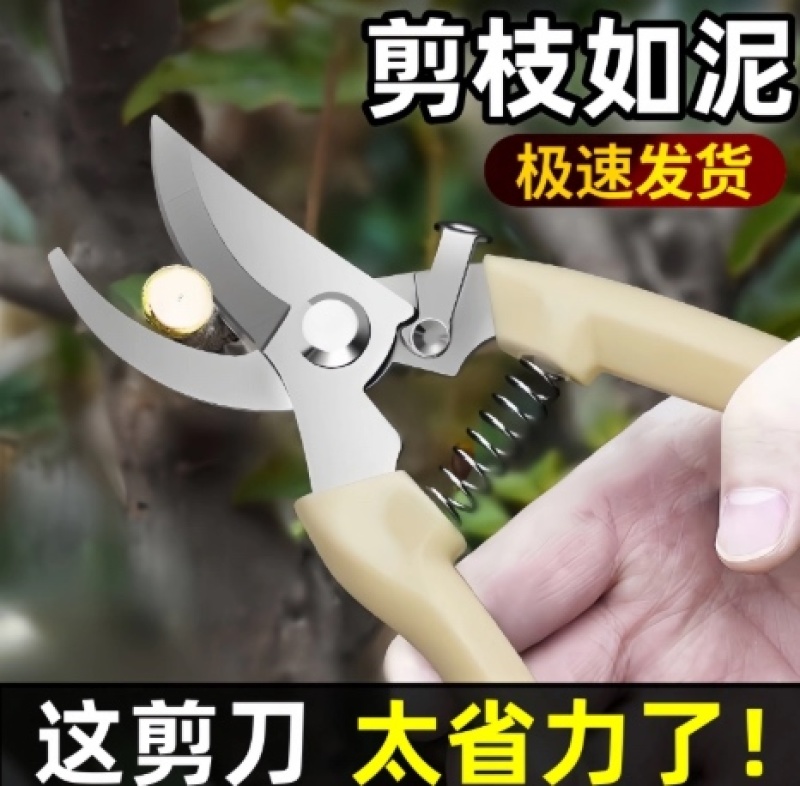 不锈钢树枝修枝剪采摘水果花木剪园林果树花卉枝嫁接园艺剪刀工具