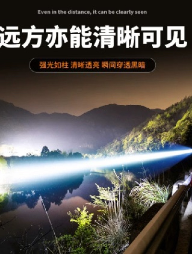 夜钓鱼头灯强光充电超亮头戴式户外超长续航手电筒家用轻感应专用