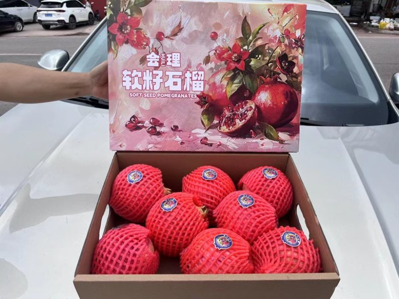 5元/3斤贷发会理突尼斯软籽石榴对接抖音拼多多