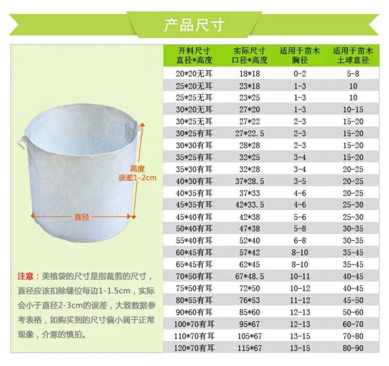 育苗袋植树袋美植袋规格全厂家直销欢迎选购