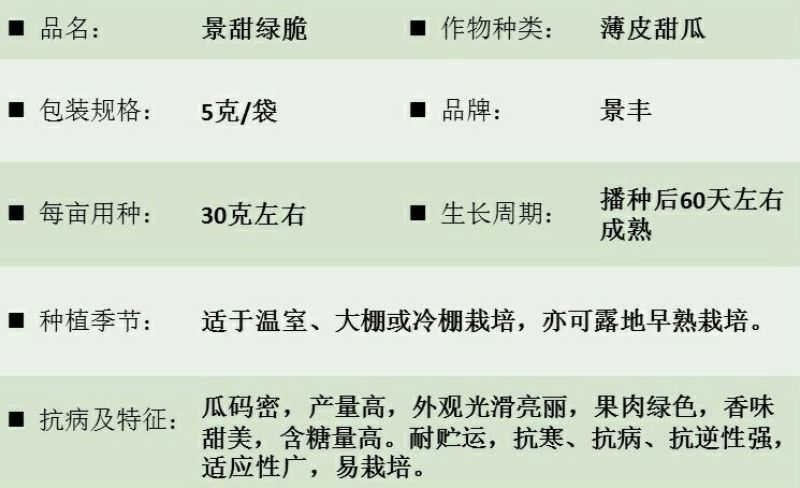 甜瓜种子景甜绿脆