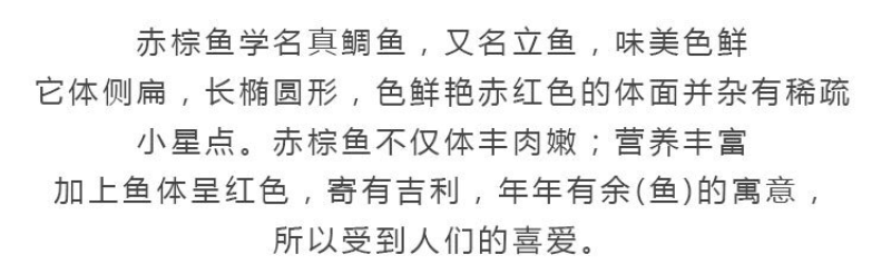 冻赤棕鱼，红立鱼，红雕鱼来自大海的美味