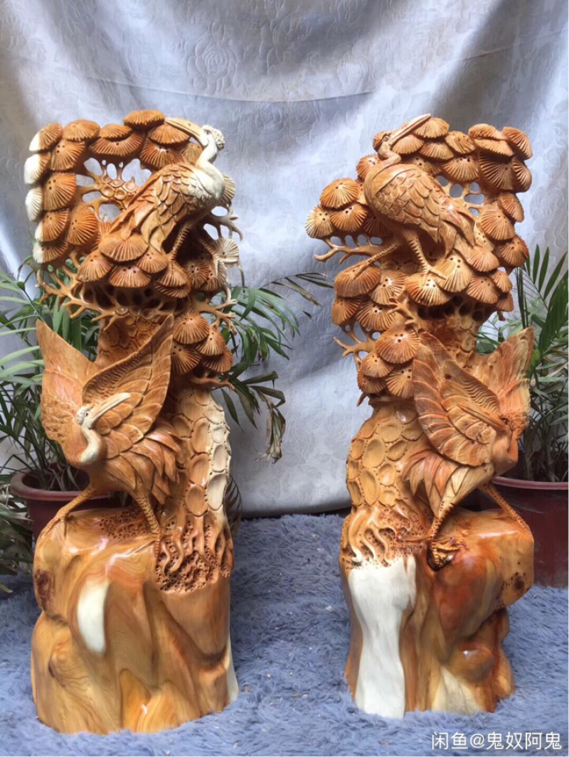 工艺品木雕雕刻雕件松鹤