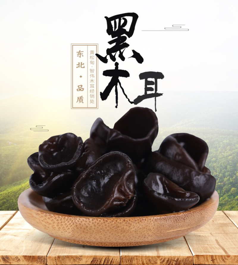 特产食用菌黑木耳包装礼盒250gX2盒1兜东北黑木耳