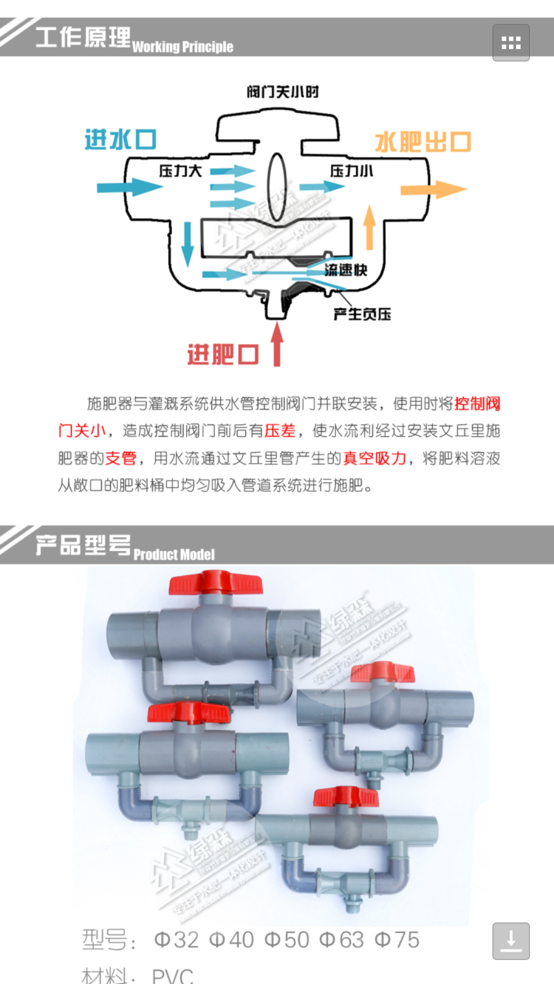 PVC简易施肥器各种型号文丘里吸肥器农田果园大棚文丘