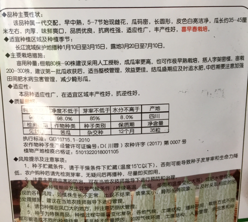 苦瓜种子大白苦瓜种子杂交早中熟产量高