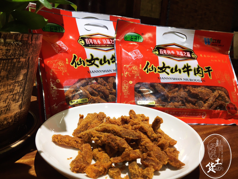 桨牛儿仙女山牛肉干168克香辣