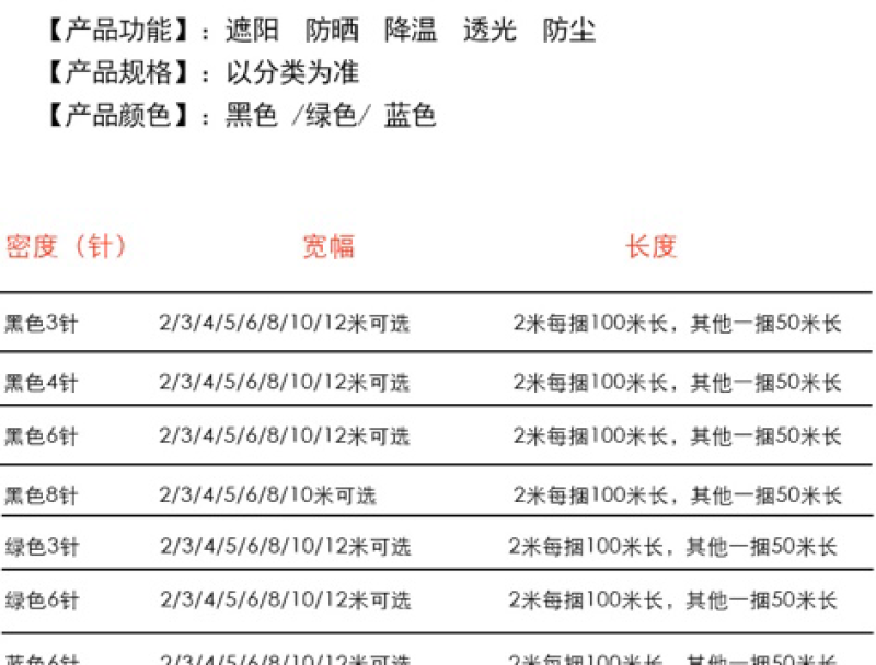 黑色加密加厚遮阳网大棚遮荫网汽车花卉多肉降温遮阴网防晒隔