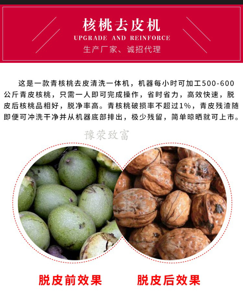 核桃剥皮机电动核桃去皮机青皮核桃脱皮机