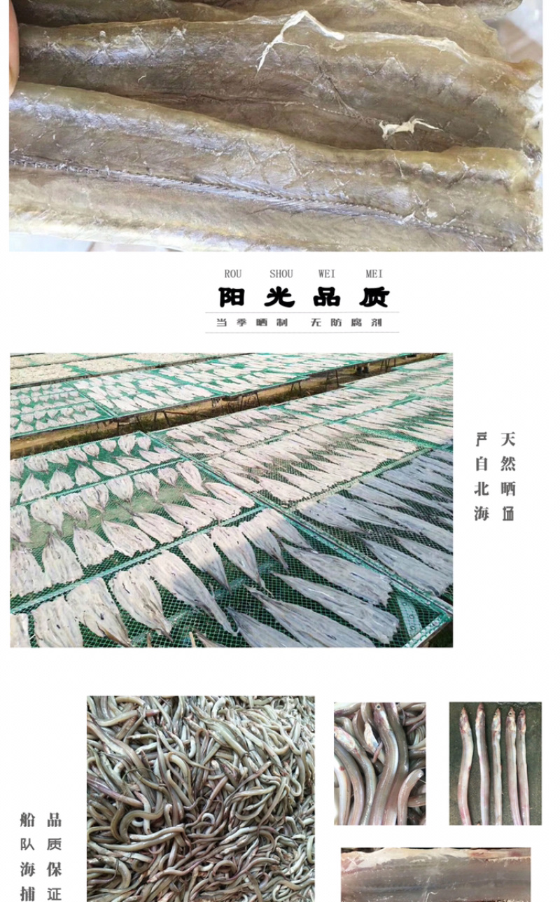 北海干货鳗鱼干白鳝白鳗鱼渔民自捕深海鱼干烧烤必备