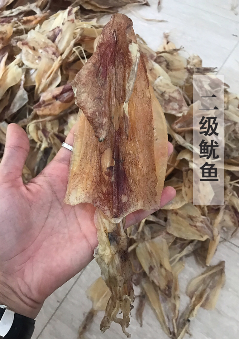 北海渔民自家船晒大鱿鱼干乌贼干