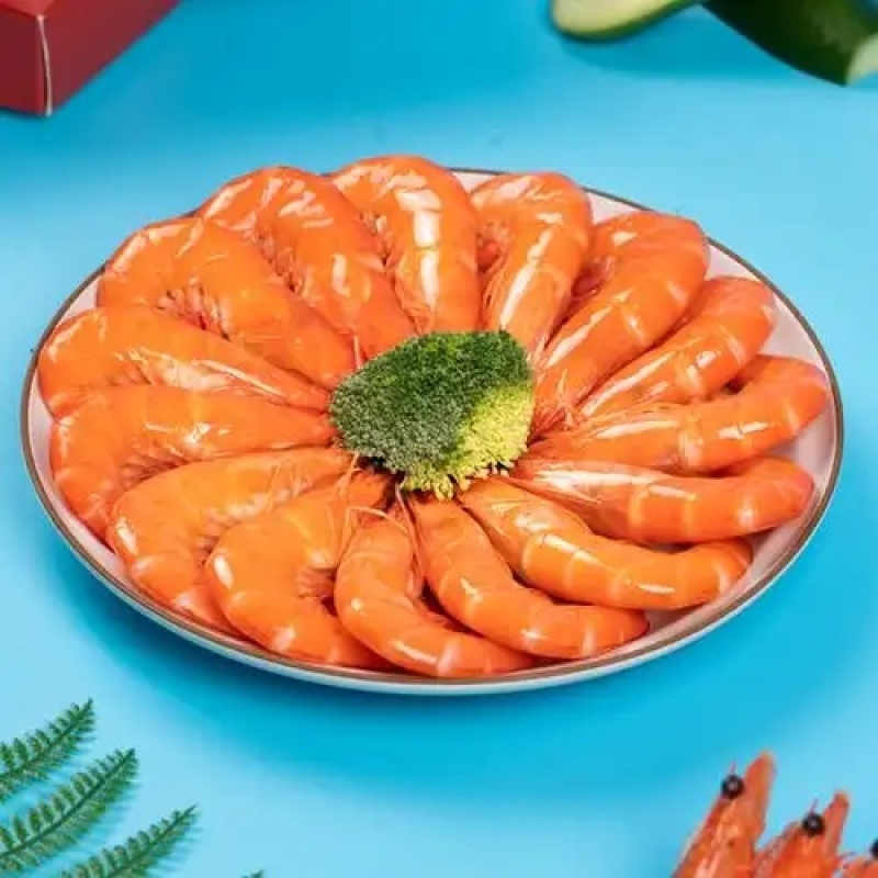 工厂大量熟头虾
