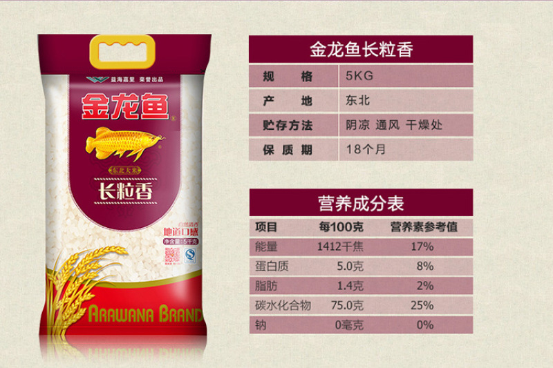 金龙鱼长粒香东北大米5kg10斤装大米香米整袋