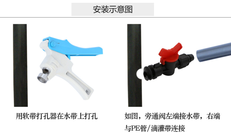 滴灌软带旁通阀滴灌带配件软带管件旁通开关阀门农用输水带接头