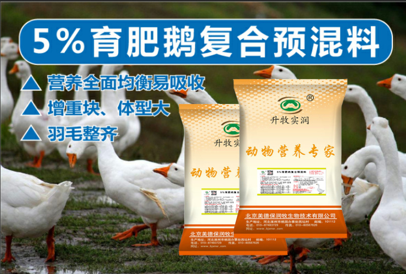 鹅预混料鹅饲料育肥鹅饲料鹅后期育肥专用预混料