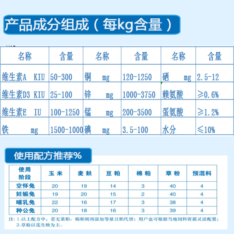种兔预混料母兔预混料母兔专用预混料种兔专用预混料