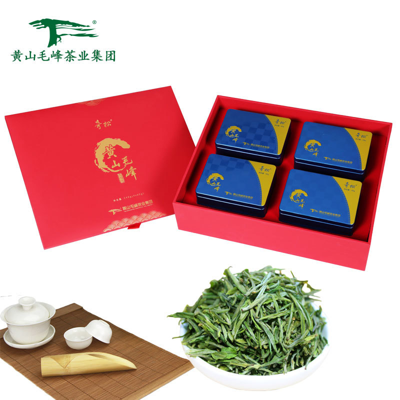 黄山毛峰绿茶特级一等黄山毛峰光明峰礼盒4X60g