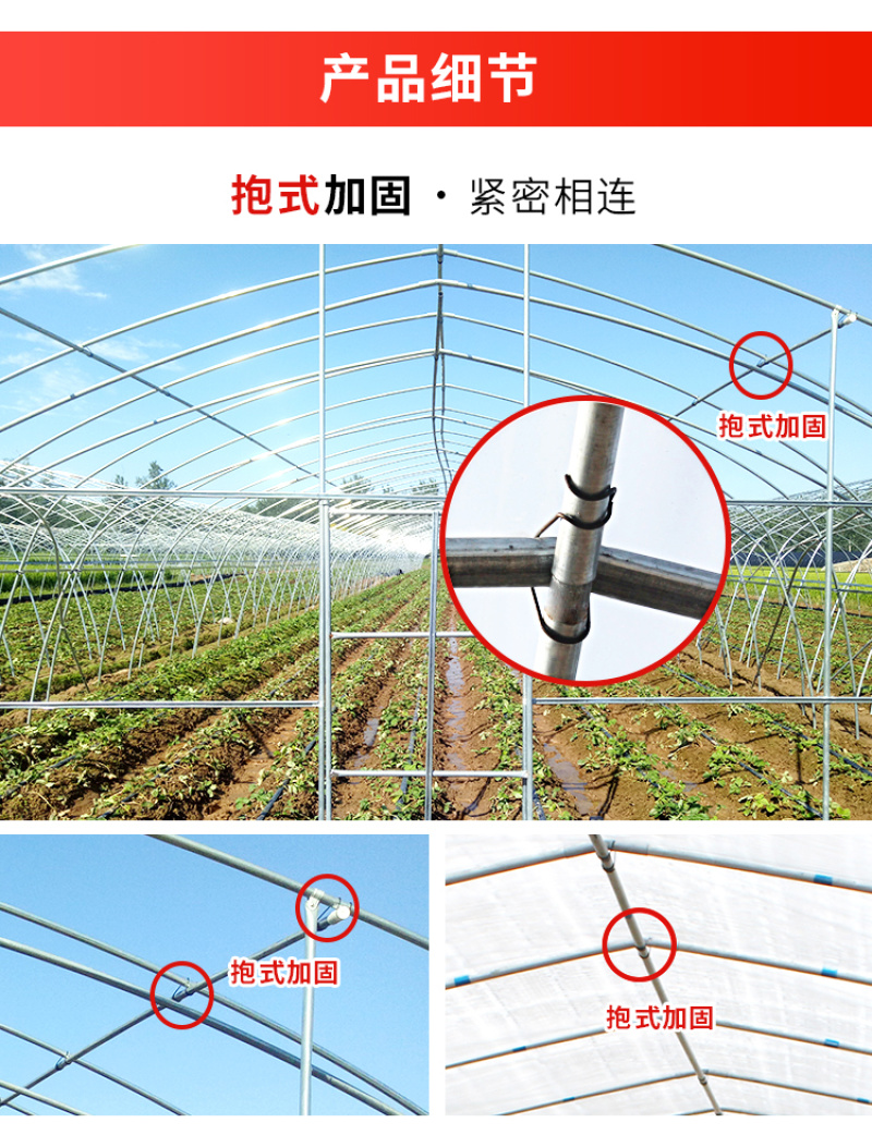 大棚骨架蔬菜种植养殖温室草莓大棚热镀锌防锈钢管钢架