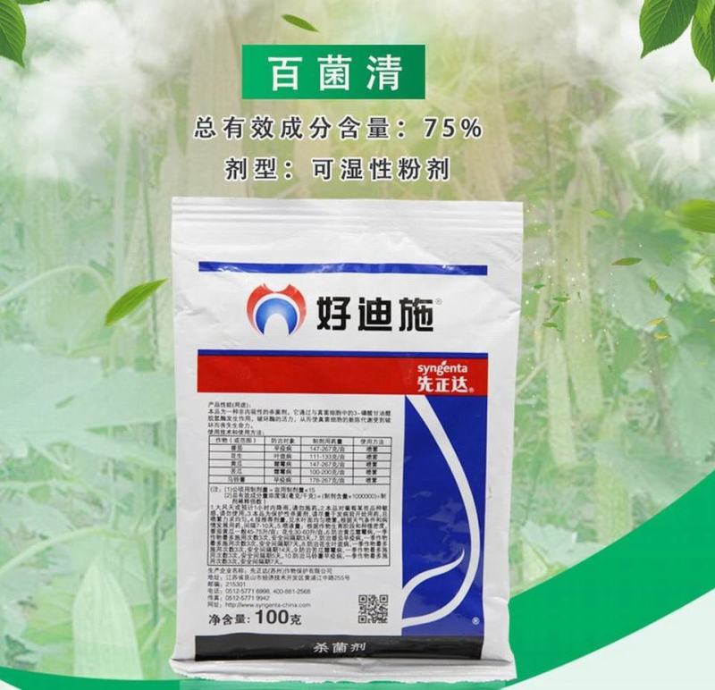 先正达好迪施75%百菌清黄瓜早疫叶斑病霜霉杀菌剂进口药
