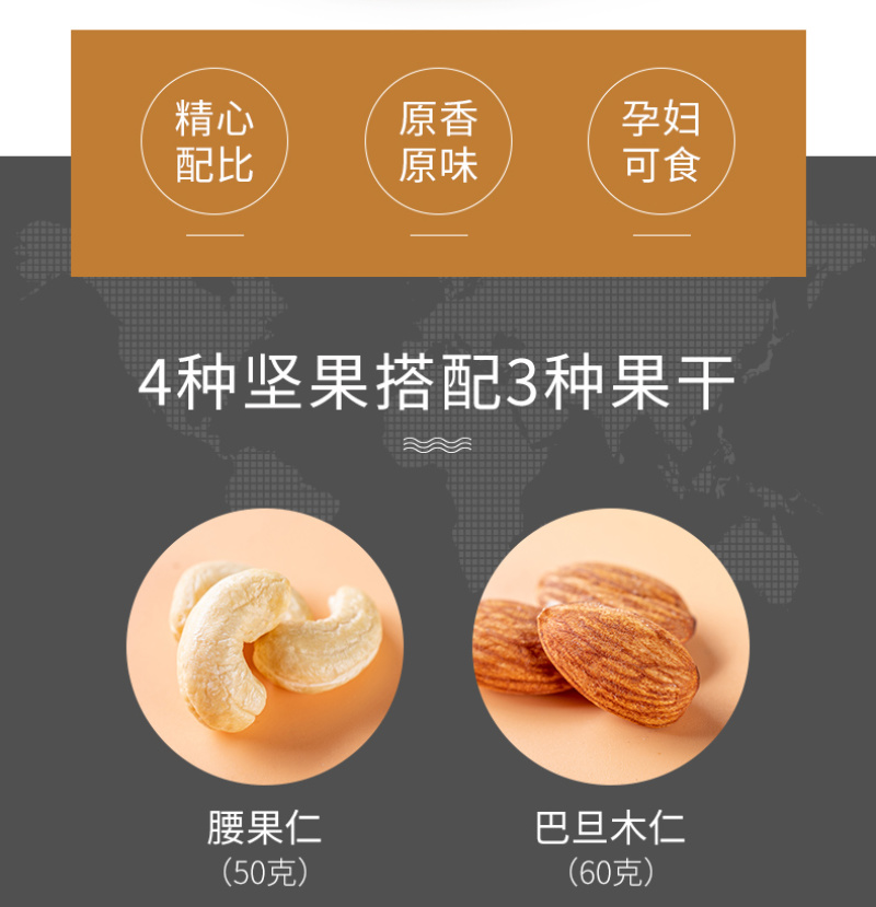 每日坚果混合坚果干果零食混合装儿童孕妇零食500g罐装年