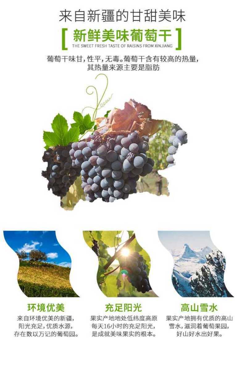 新疆葡萄干500g四色葡萄干混装黑加仑红香妃树上黄绿宝石