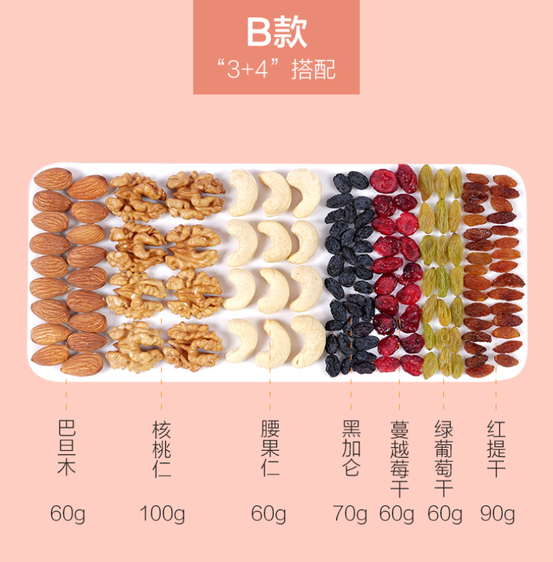 每日坚果500g孕妇腰果装核桃仁大礼包罐装年货零