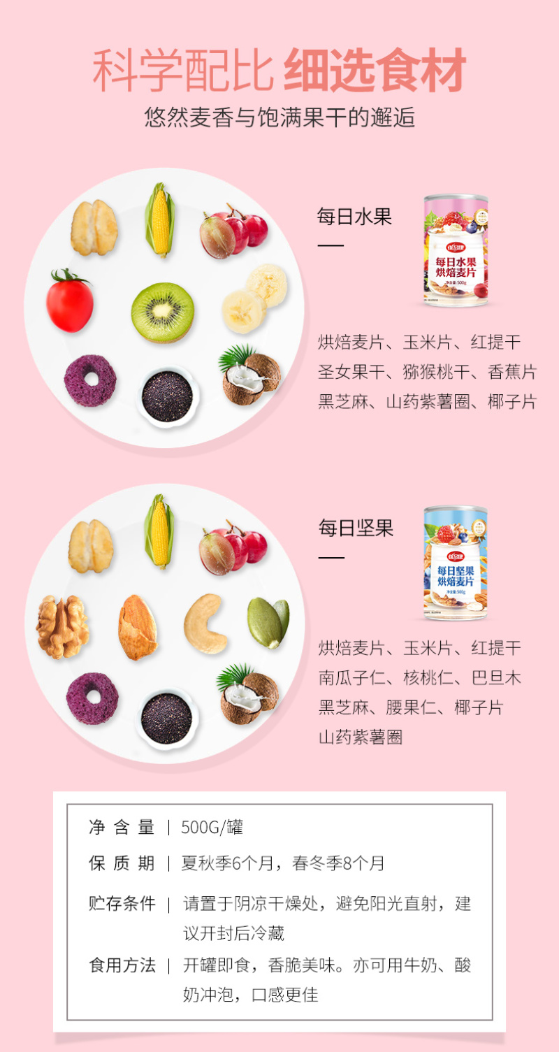 优品康麦片水果坚果燕麦片早餐冲饮即食酸奶核桃仁果粒代