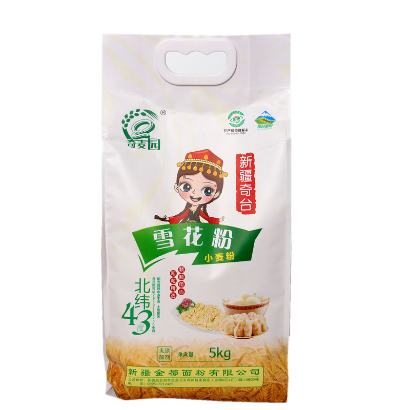 新疆奇麦园牌雪花粉5KG饺子拉面馒头高筋面包粉奇台面粉