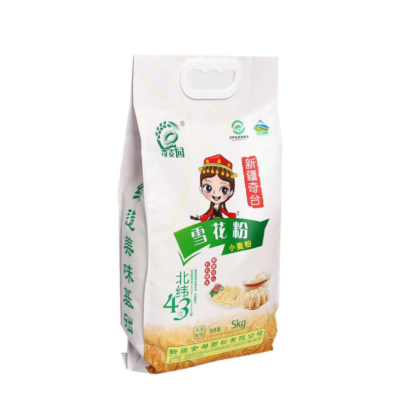 新疆奇麦园牌雪花粉5KG饺子拉面馒头高筋面包粉奇台面粉